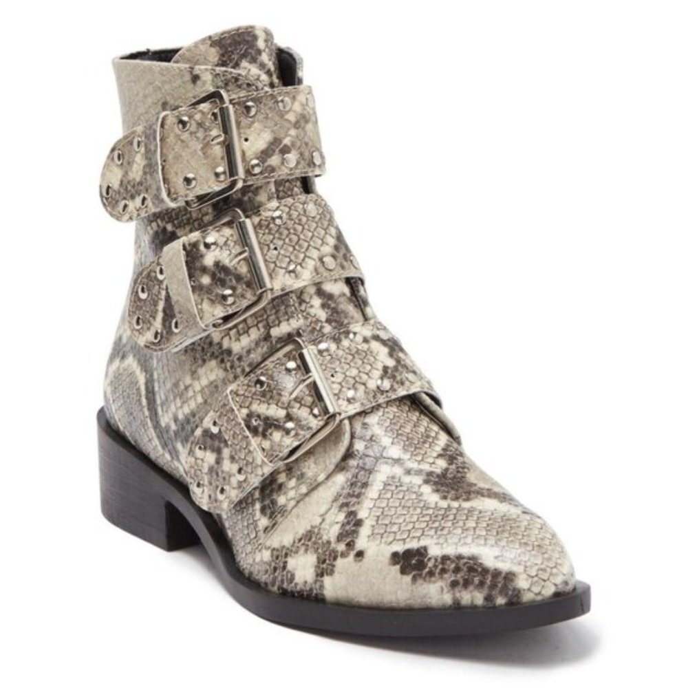NEW Steven New York Harmon Pointed Snake Moto Boot E479